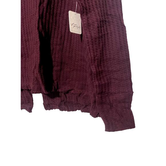 Free People Shirt Women's Small NWT Juicy Cowl Neck Oversized Split Back Wine - Picture 4 of 10